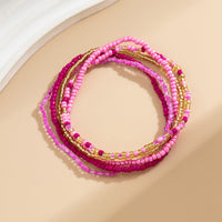 Thumbnail for Barbie Pink 5Pcs Crystal Beaded Stackable Anklet Set