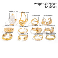 Thumbnail for Baroque 12pcs Irregular Pearl Hoop Curved Ring Set - ArtGalleryZen
