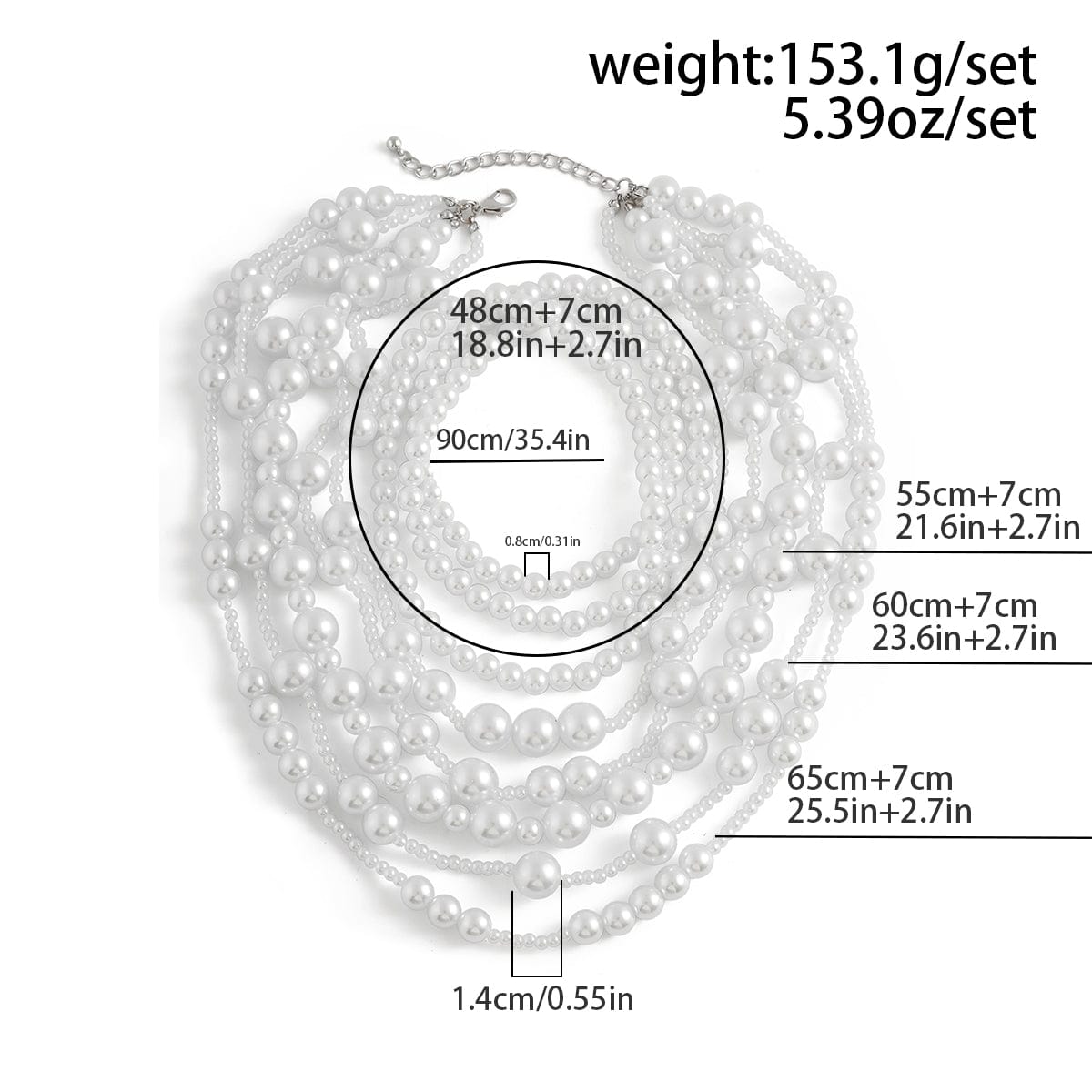 Baroque 2Pcs Chunky Pearl Chain Necklace Set - ArtGalleryZen