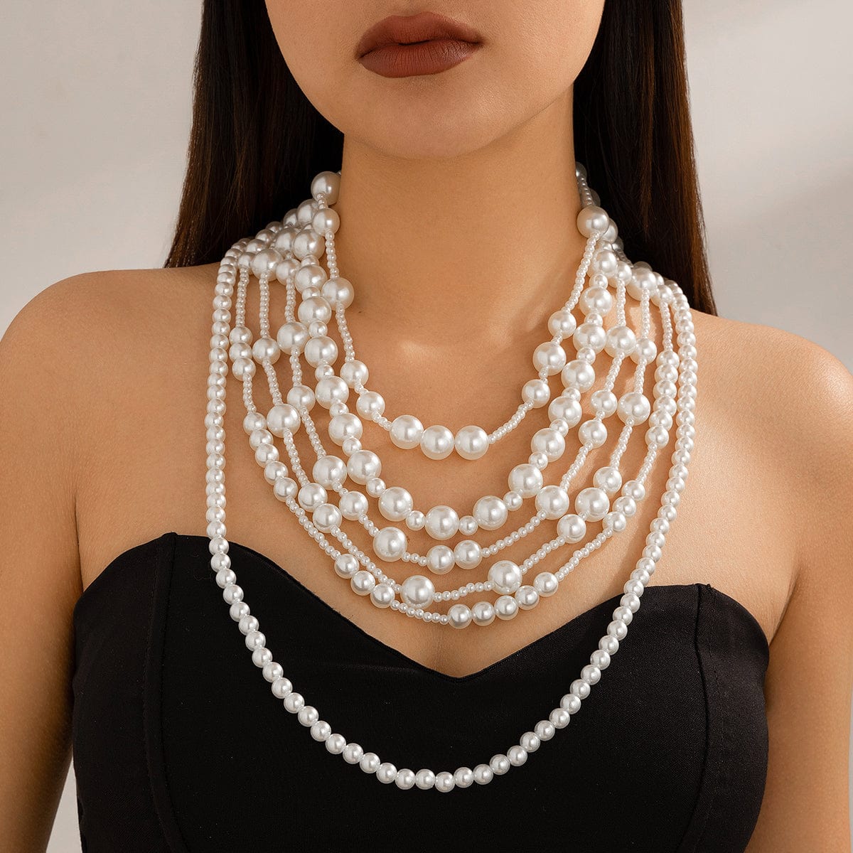 Baroque 2Pcs Chunky Pearl Chain Necklace Set