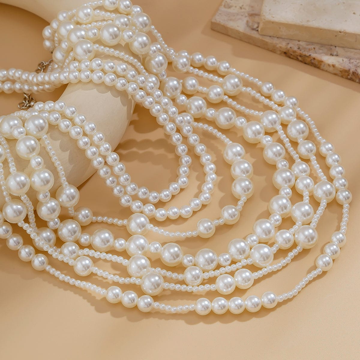 Baroque 2Pcs Chunky Pearl Chain Necklace Set