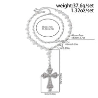 Thumbnail for Baroque 2Pcs CZ Inlaid Cross Pendant Pearl Chain Y Necklace