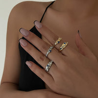 Thumbnail for Baroque 2pcs Irregular Pleated Rhinestone Inlaid Open Ring Set