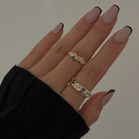 Thumbnail for Baroque 2pcs Irregular Pleated Rhinestone Inlaid Open Ring Set