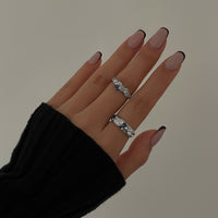 Thumbnail for Baroque 2pcs Irregular Pleated Rhinestone Inlaid Open Ring Set