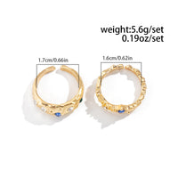 Thumbnail for Baroque 2pcs Irregular Pleated Rhinestone Inlaid Open Ring Set