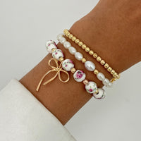 Thumbnail for Baroque 3pcs Bowknot Pendant Pearl Floral Acrylic Beaded Bracelet Set - ArtGalleryZen