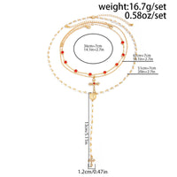 Thumbnail for Baroque 3pcs Cross Pendant Pearl Crystal Chain Y Necklace Set - ArtGalleryZen