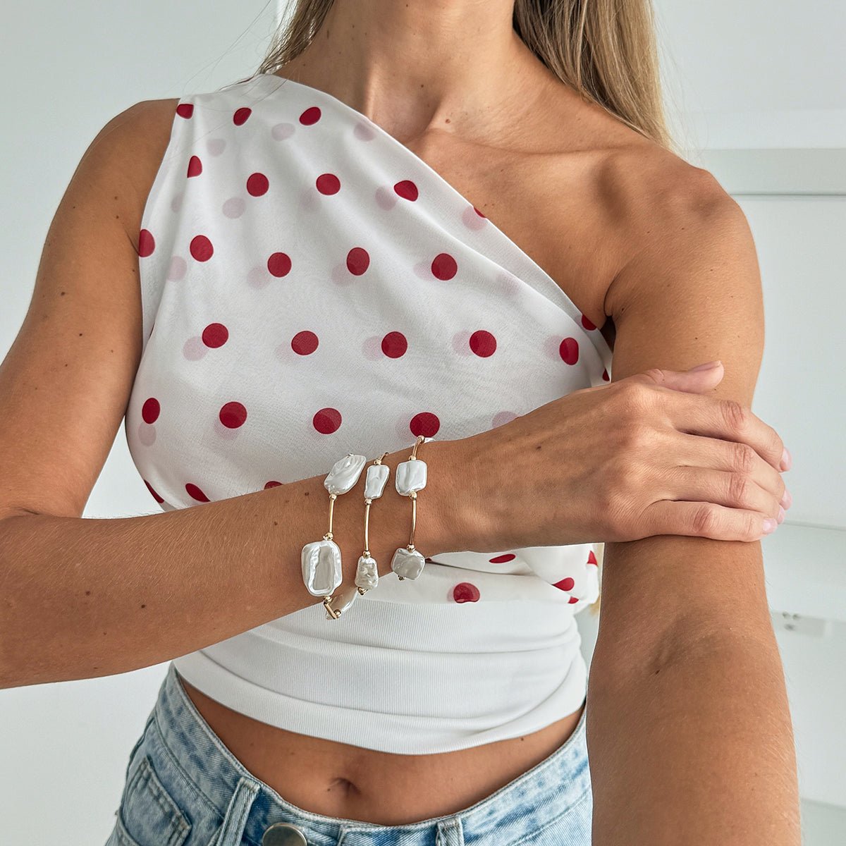 Baroque 3pcs Irregular Pearl Stackable Bracelet Set - ArtGalleryZen