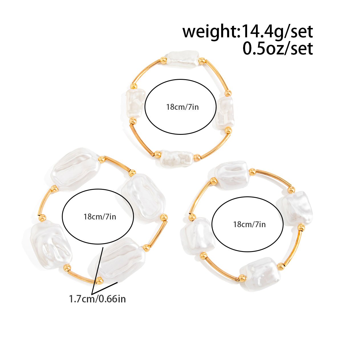 Baroque 3pcs Irregular Pearl Stackable Bracelet Set - ArtGalleryZen
