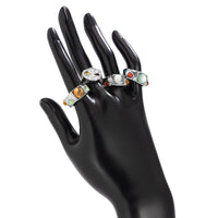 Thumbnail for Baroque 4Pcs Colorful Crystal Inlaid Wide Ring Set