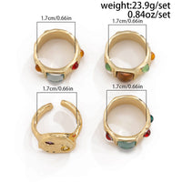 Thumbnail for Baroque 4Pcs Colorful Crystal Inlaid Wide Ring Set