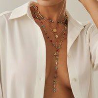 Thumbnail for Baroque 4pcs Cross Round Disk Pendant Crystal Chain Y Necklace Set - ArtGalleryZen