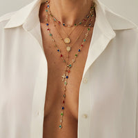 Thumbnail for Baroque 4pcs Cross Round Disk Pendant Crystal Chain Y Necklace Set - ArtGalleryZen