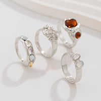 Thumbnail for Baroque 4Pcs Crystal Rhinestone Inlaid Carved Pattern Ring Set