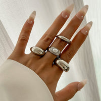 Thumbnail for Baroque 4pcs Gold Silver Tone Pearl Inlaid Ring Set - ArtGalleryZen