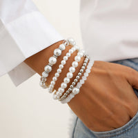 Thumbnail for Baroque 4pcs Pearl Crystal Chain Stackable Bracelet Set