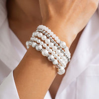 Thumbnail for Baroque 4pcs Pearl Crystal Chain Stackable Bracelet Set