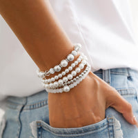 Thumbnail for Baroque 4pcs Pearl Crystal Chain Stackable Bracelet Set