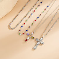 Thumbnail for Baroque 4pcs Rhinestone Inlaid Cross Pendant Crystal Chain Necklace Set - ArtGalleryZen