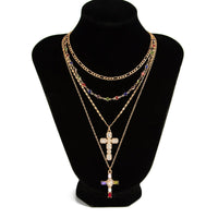 Thumbnail for Baroque 4pcs Rhinestone Inlaid Cross Pendant Crystal Chain Necklace Set - ArtGalleryZen