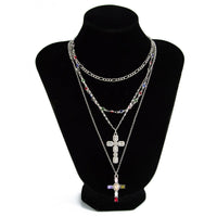 Thumbnail for Baroque 4pcs Rhinestone Inlaid Cross Pendant Crystal Chain Necklace Set - ArtGalleryZen