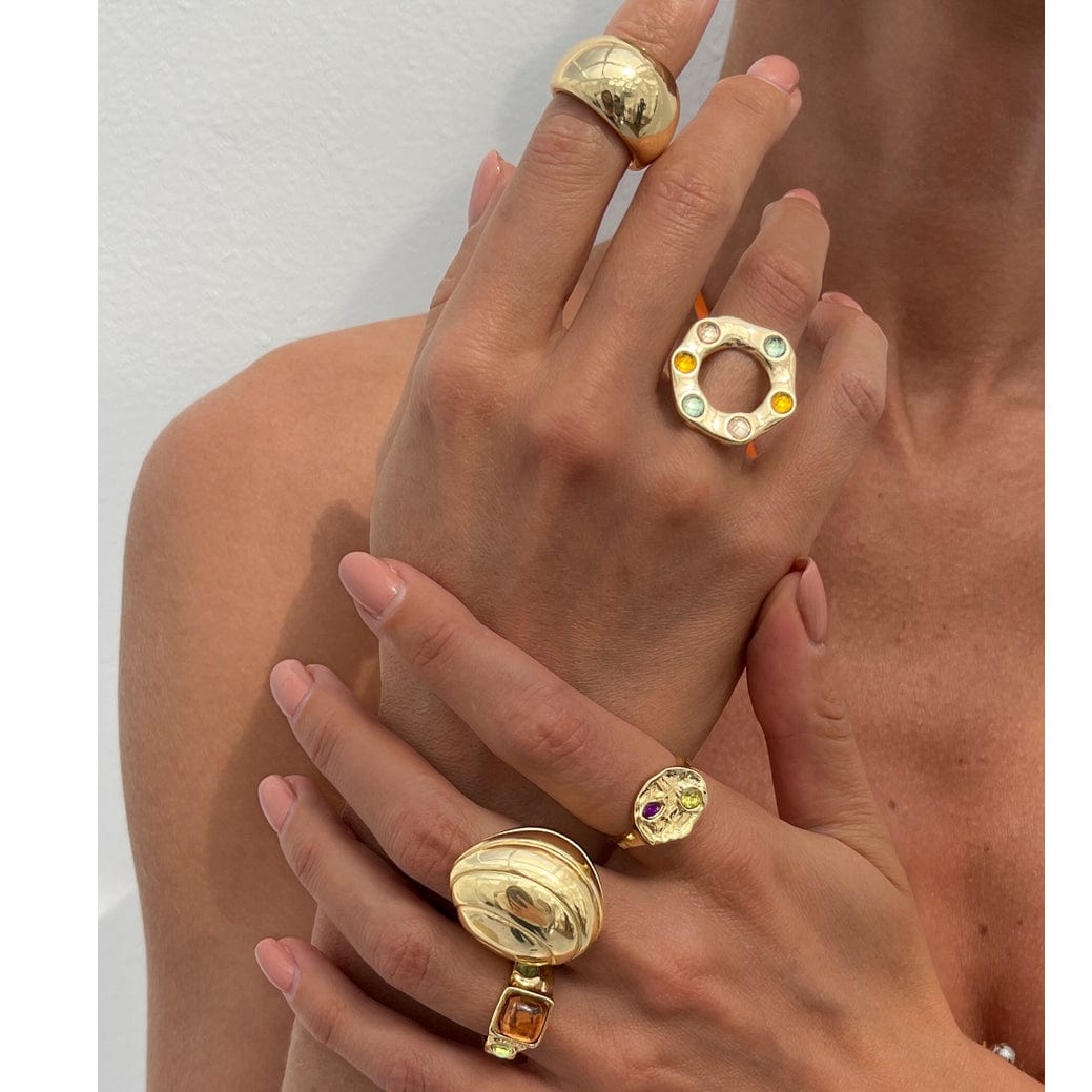 Baroque 5pcs Rhinestone Inlaid Hollow Chunky Ring Set - ArtGalleryZen