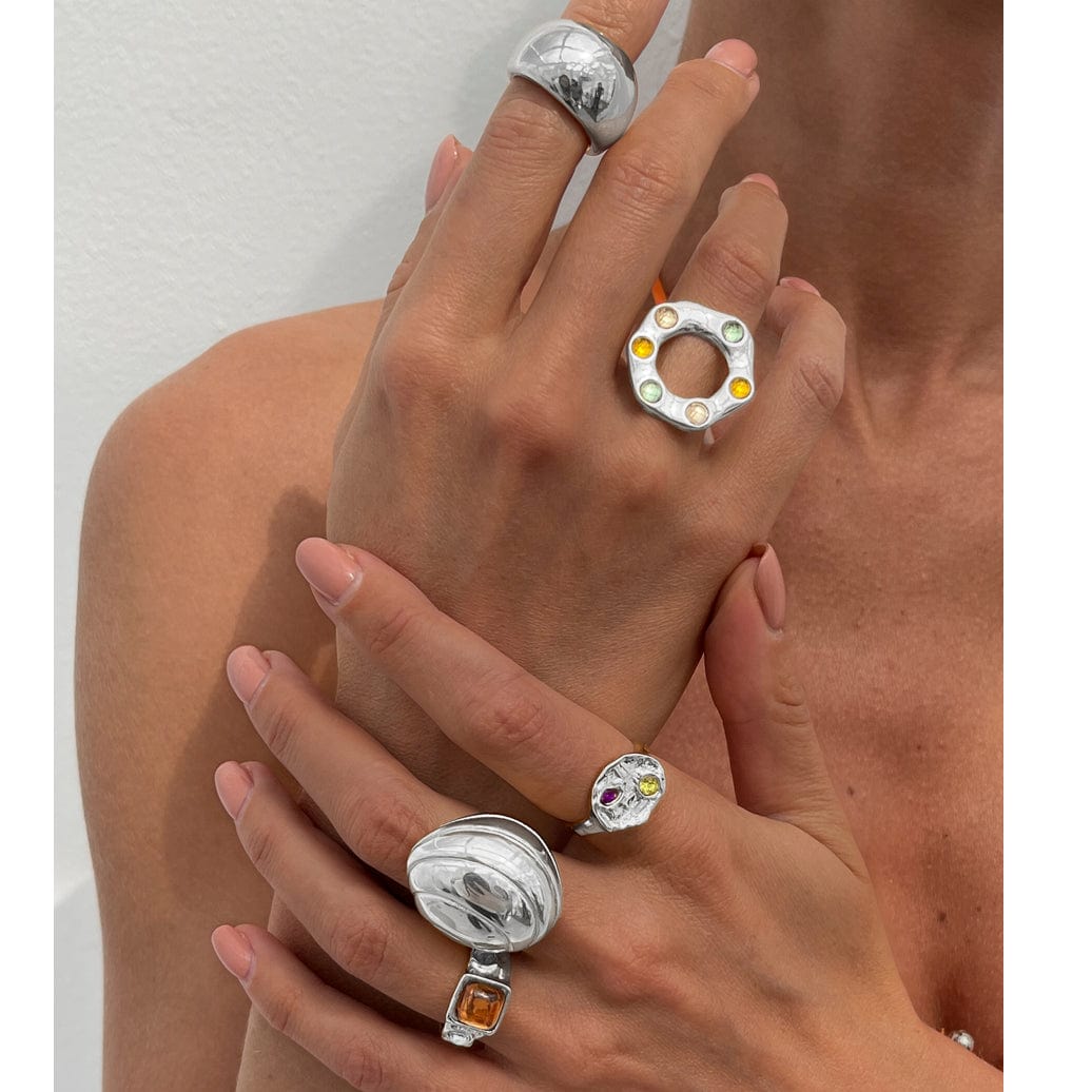 Baroque 5pcs Rhinestone Inlaid Hollow Chunky Ring Set - ArtGalleryZen