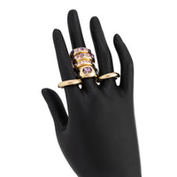 Thumbnail for Baroque 6pcs Pink Rhinestone Inlaid Open Ring Set