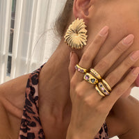 Thumbnail for Baroque 6pcs Pink Rhinestone Inlaid Open Ring Set