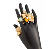 Thumbnail for Baroque 7pcs Crystal Inlaid Chunky Textured Waterdrop Ring Set - ArtGalleryZen