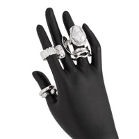 Thumbnail for Baroque 7pcs Gold Silver Tone Pearl Inlaid Curved Ring Set - ArtGalleryZen