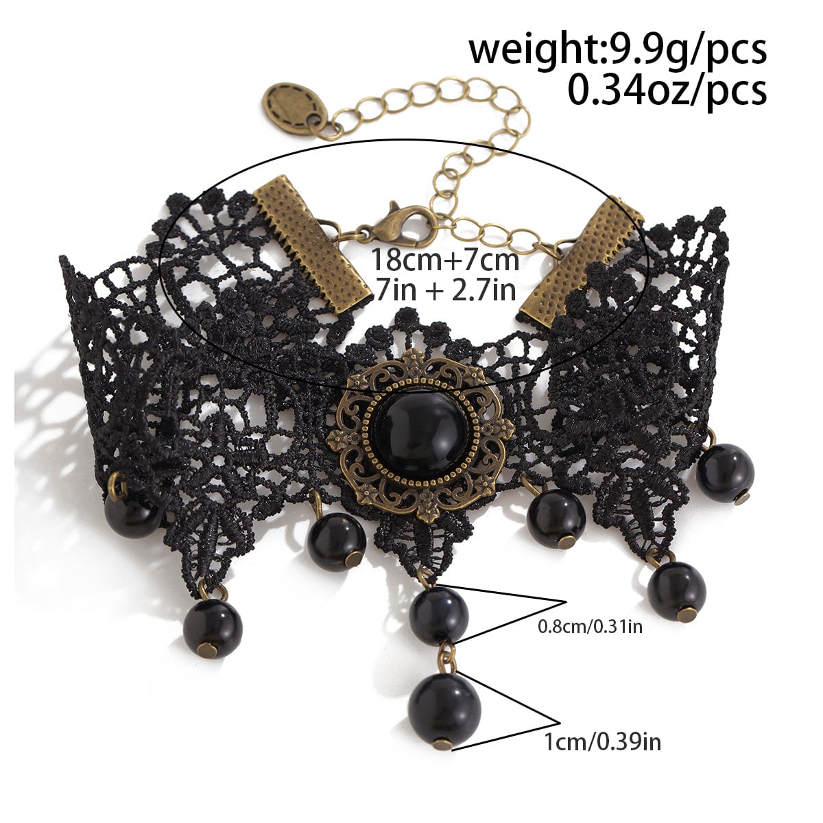 Baroque Black Crystal Tassel Floral Lace Anklet