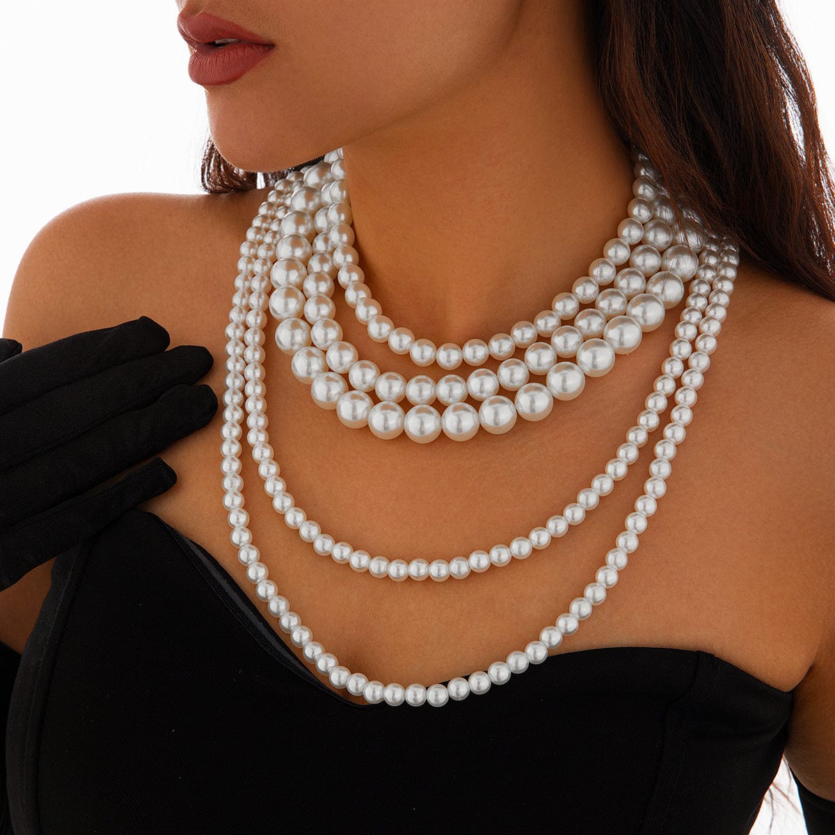 Baroque Chunky Layered Pearl Chain Necklace