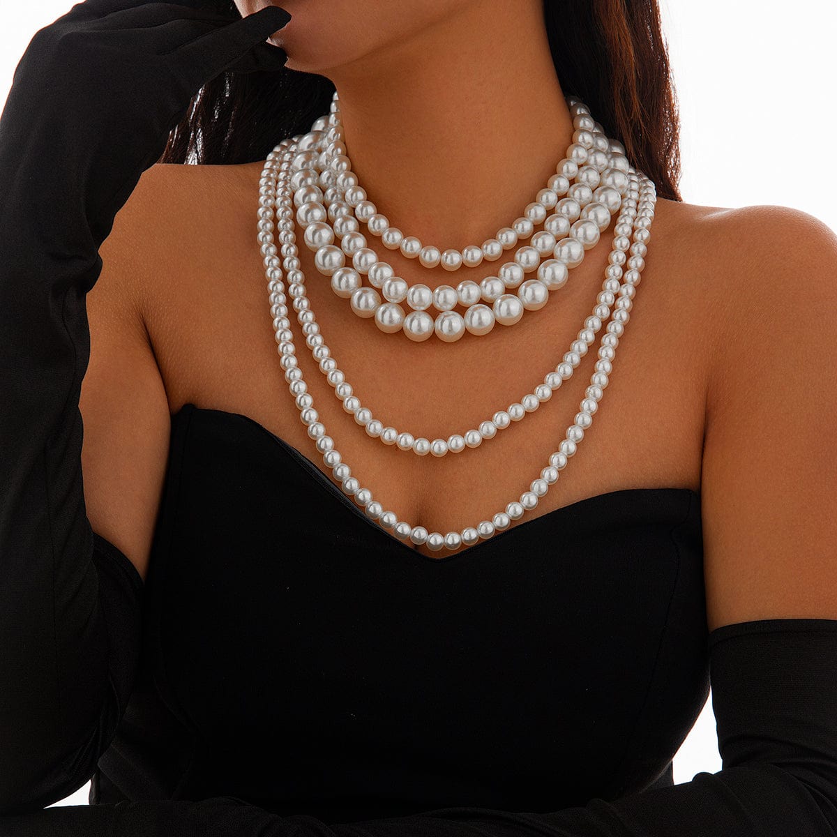 Baroque Chunky Layered Pearl Chain Necklace