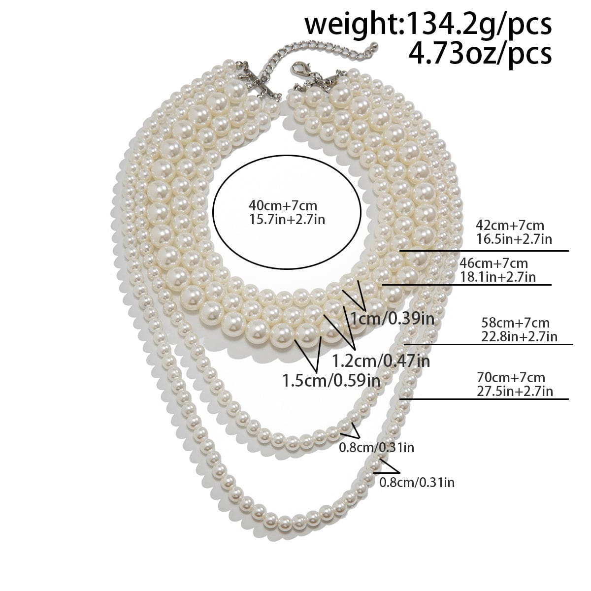 Baroque Chunky Layered Pearl Chain Necklace