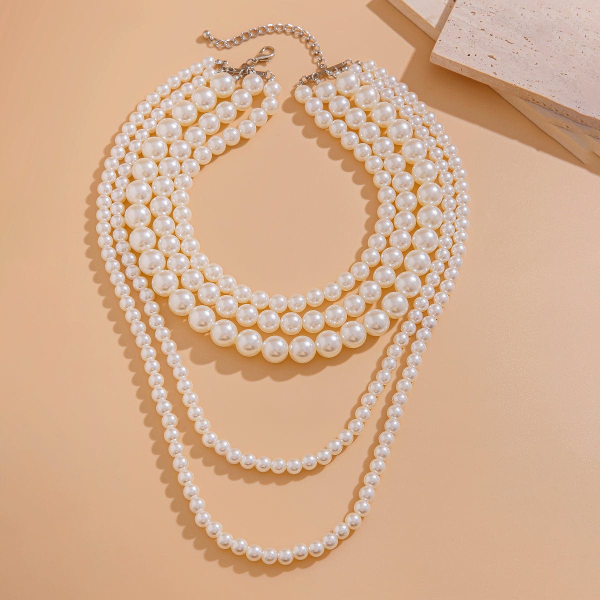 Baroque Chunky Layered Pearl Chain Necklace