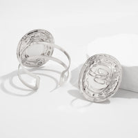 Thumbnail for Baroque Chunky Pearl Inlaid Textured Oval Open Ring Bangle Bracelet Set - ArtGalleryZen