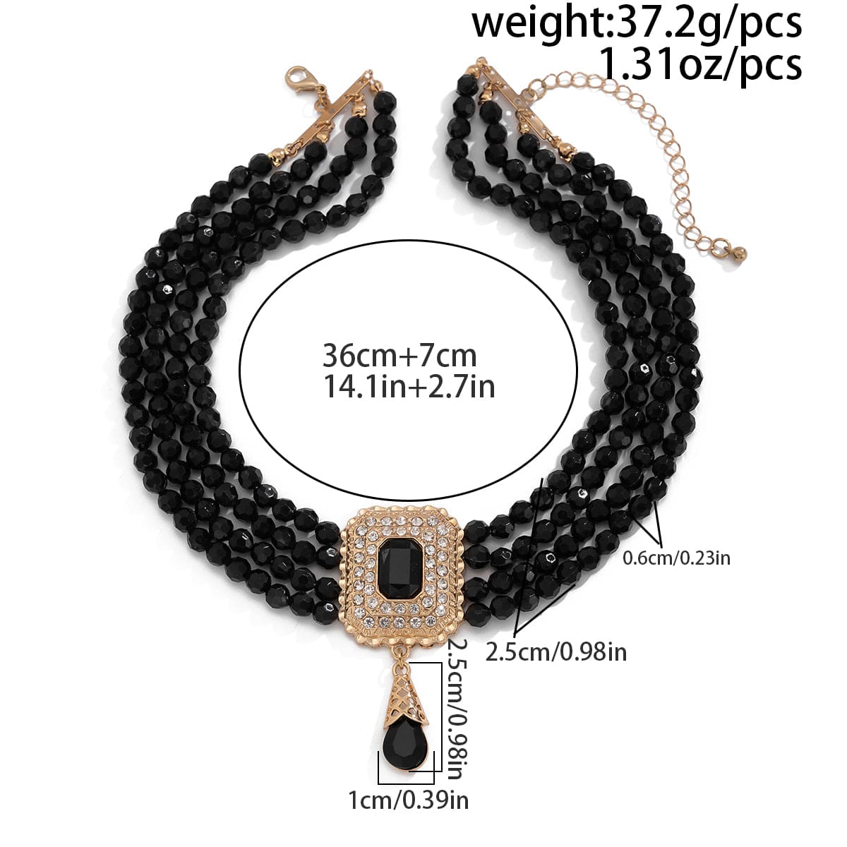 Baroque Chunky Rhinestone Inlaid Crystal Charm Beaded Chain Necklace - ArtGalleryZen