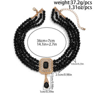 Thumbnail for Baroque Chunky Rhinestone Inlaid Crystal Charm Beaded Chain Necklace - ArtGalleryZen