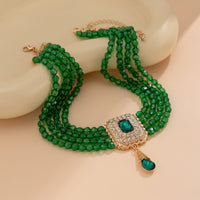 Thumbnail for Baroque Chunky Rhinestone Inlaid Crystal Charm Beaded Chain Necklace - ArtGalleryZen