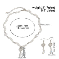 Thumbnail for Baroque Crystal Heart Pendant Pearl Seed Bead Chain Necklace Earrings Set - ArtGalleryZen