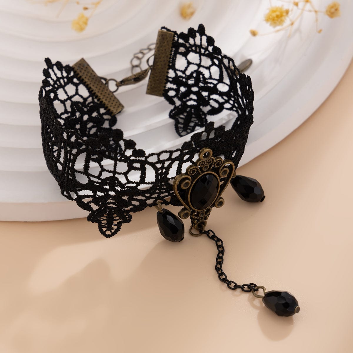 Baroque Dangling Crystal Floral Lace Anklet