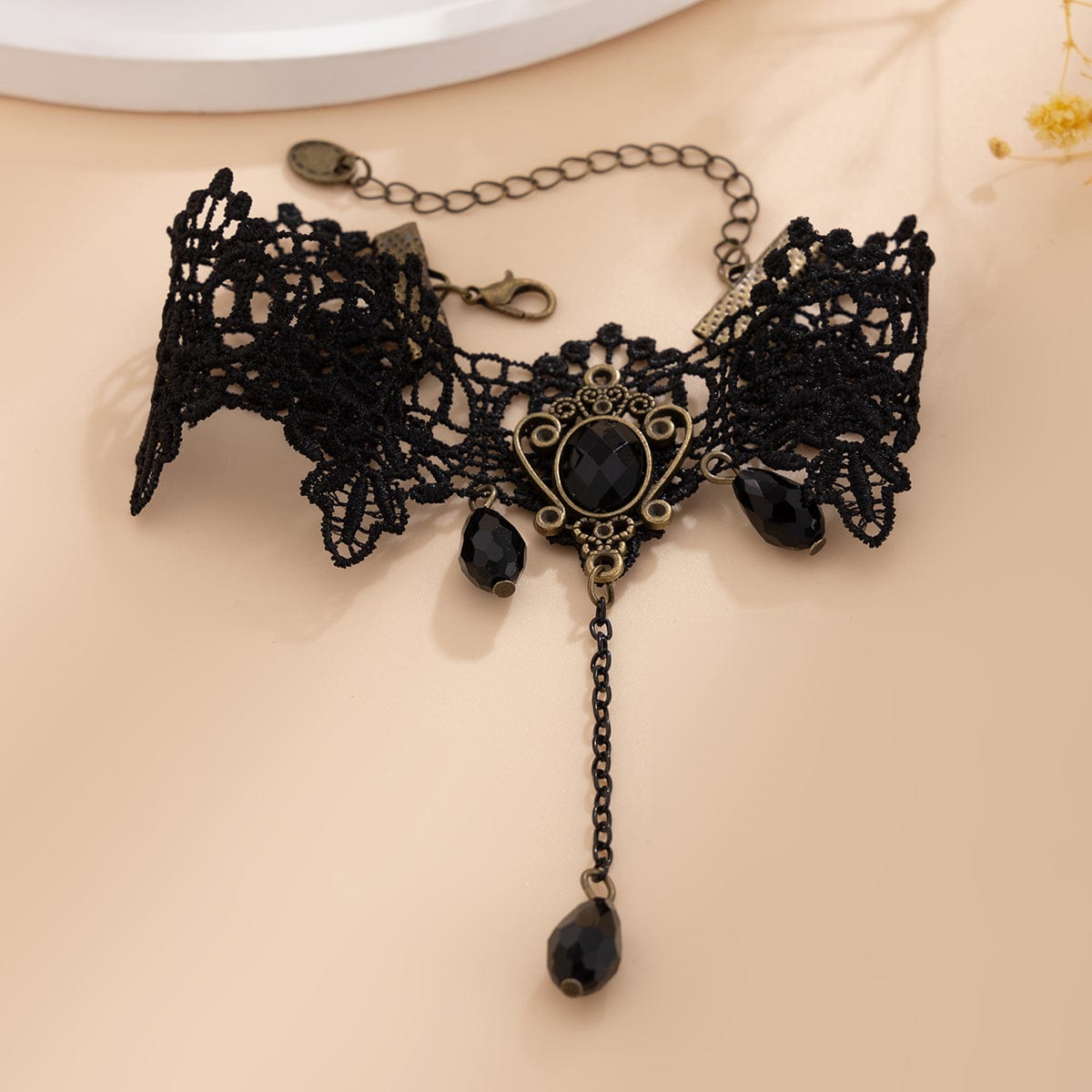 Baroque Dangling Crystal Floral Lace Anklet