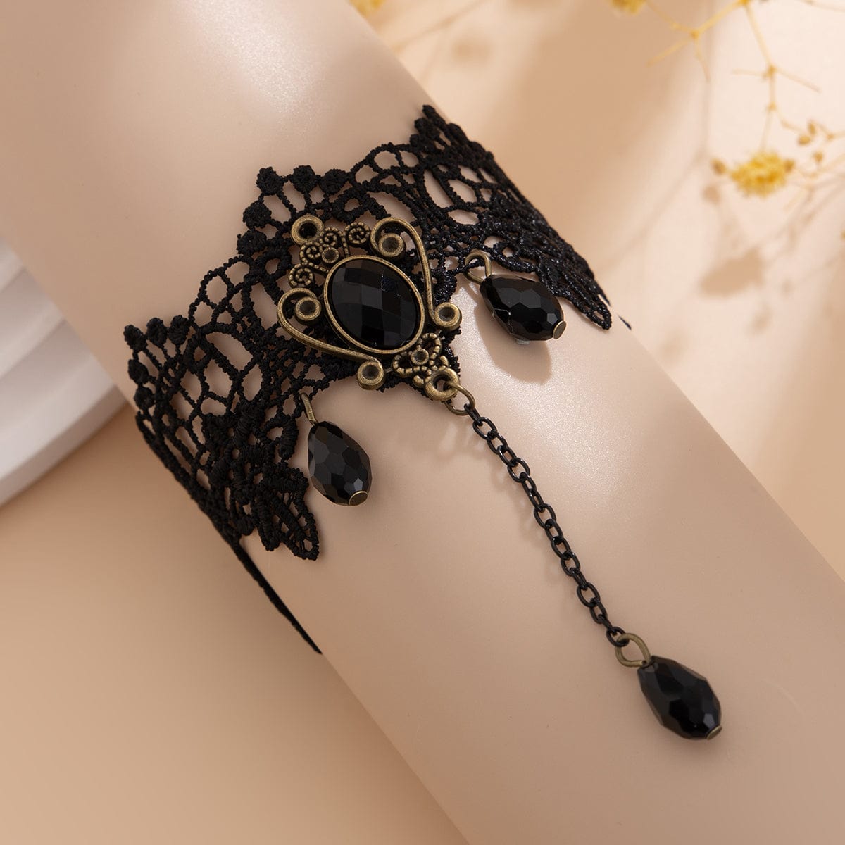 Baroque Dangling Crystal Floral Lace Anklet