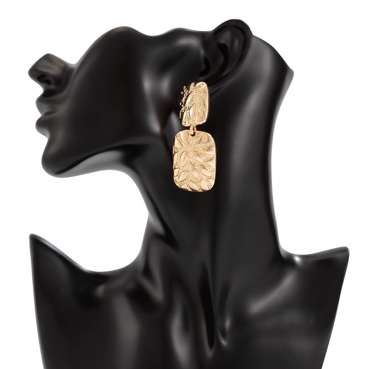 Baroque Duo Relief Square Charm Earrings