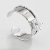 Thumbnail for Baroque Glossy Pearl Charm Open Wide Cuff Bangle Bracelet Ring Set - ArtGalleryZen