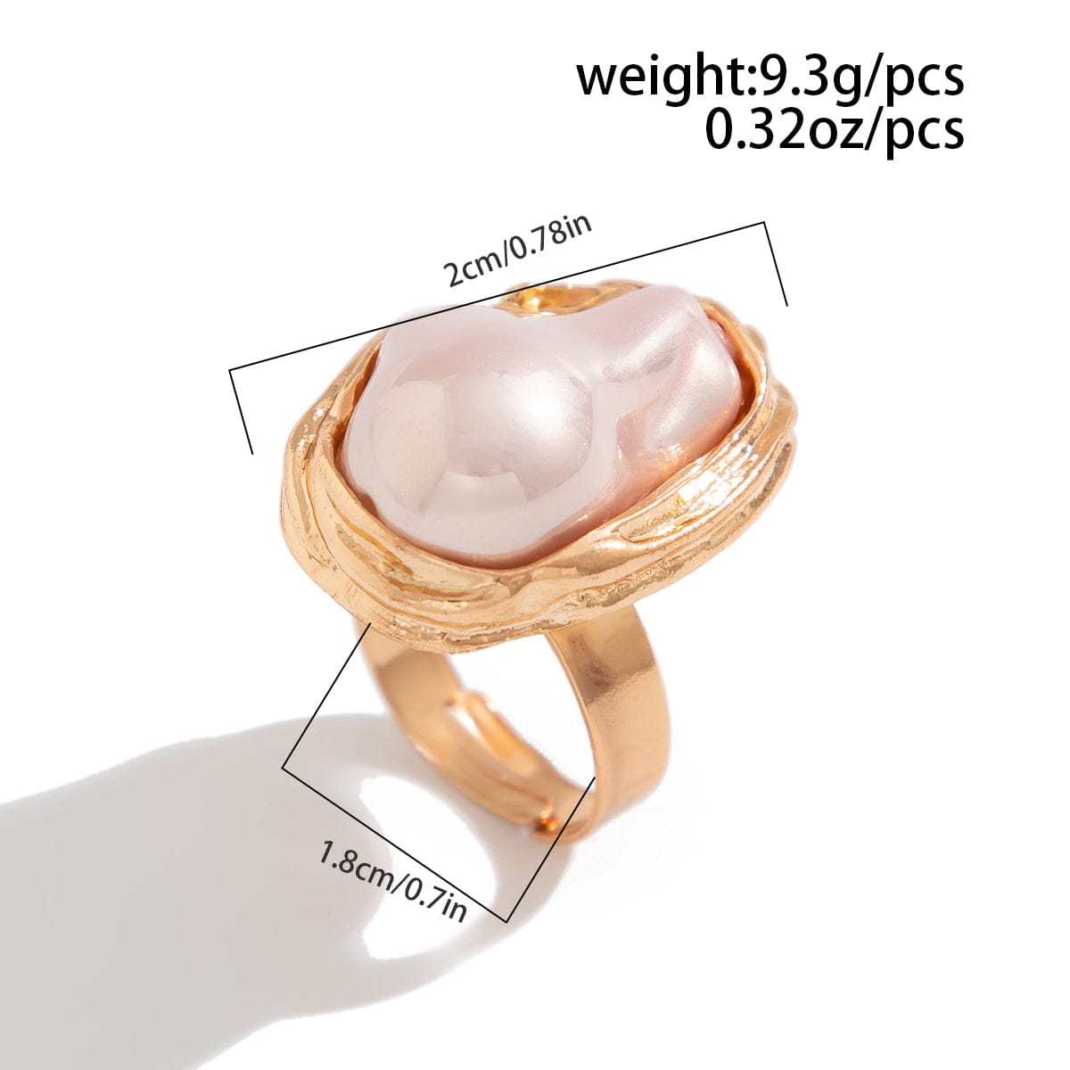 Baroque Gold Plated Irregular Pearl Inlaid Adjustable Ring