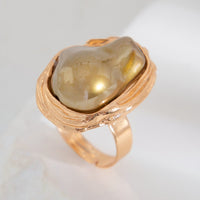 Thumbnail for Baroque Gold Plated Irregular Pearl Inlaid Adjustable Ring