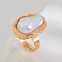 Thumbnail for Baroque Gold Plated Irregular Pearl Inlaid Adjustable Ring